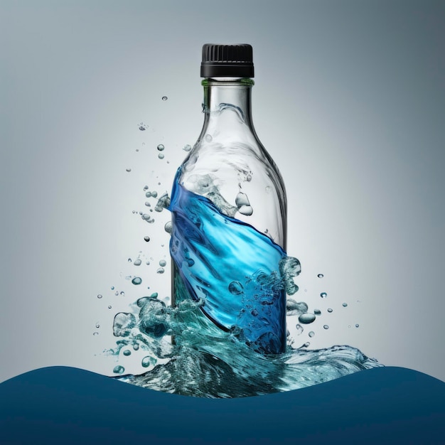 Photo a blue liquid filled bottle