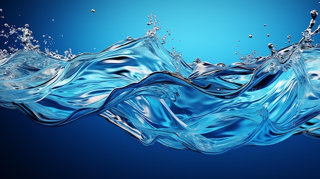 blue liquid water splash isolated on white background generative AI