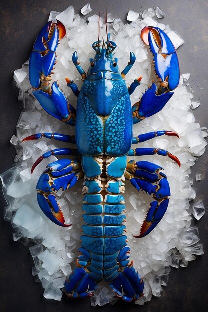 Photo blue lobster on ice