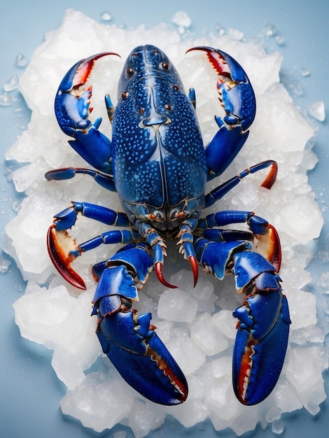 Photo blue lobster on ice