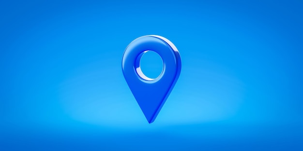 Blue location 3d icon of travel navigation road pointer map\
sign or find delivery distance target gps symbol global positioning\
system and street address direction pin on transportation\
background.