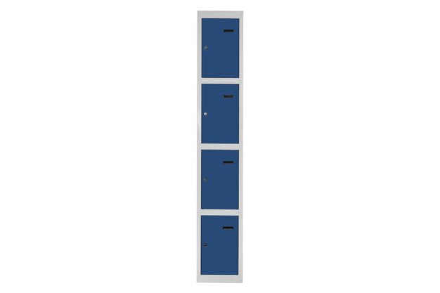 Blue lockers for locker room. Change room metal box grey