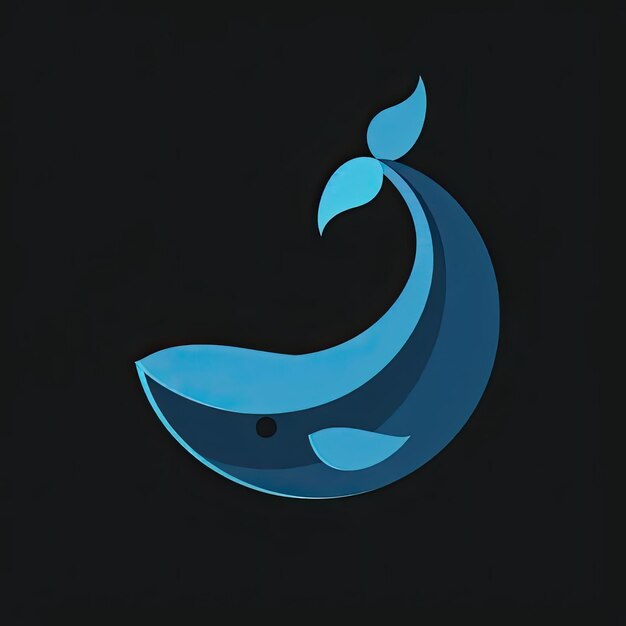 A blue logo on a black background