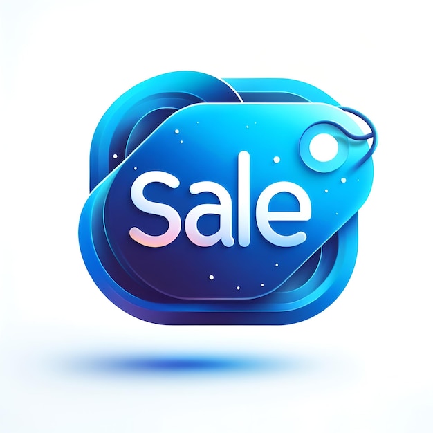 Photo blue logo that says sale on it