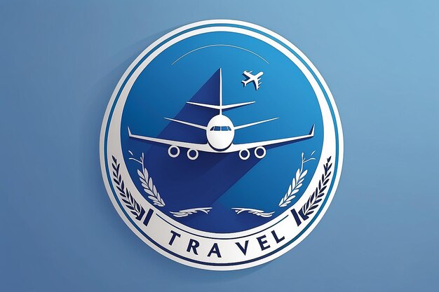 Foto logo blu di viaggio e aereo