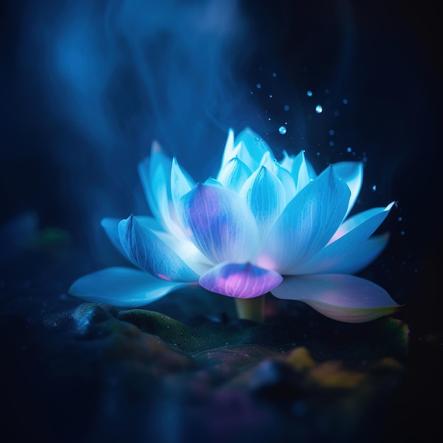 A blue lotus flower with a blue background