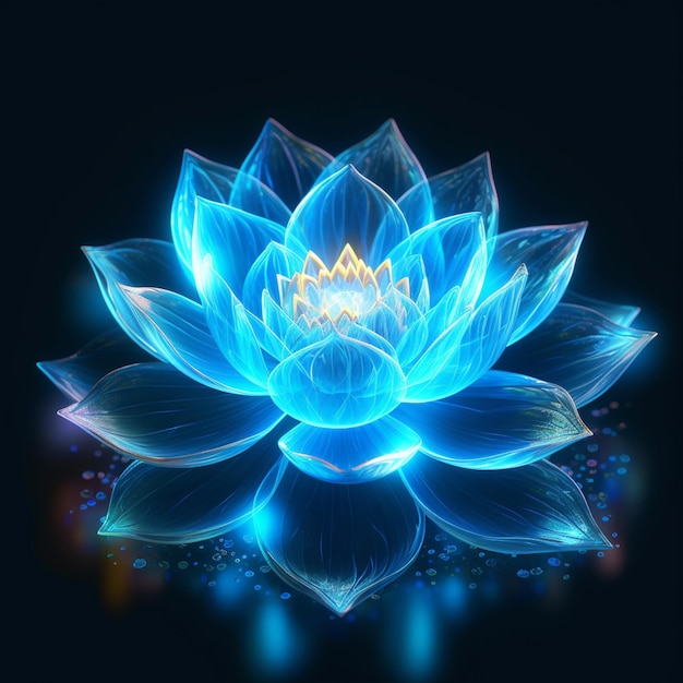 A blue lotus is on a black background