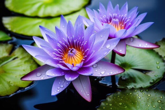 Blue lotus in natural water