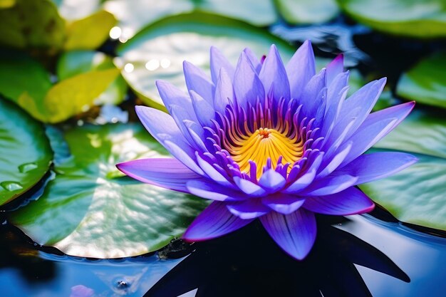 Blue lotus in natural water