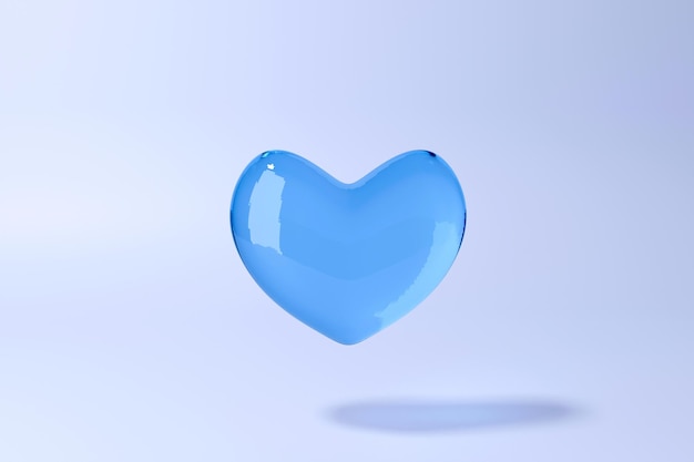 blue love glass in 3d rendering design.