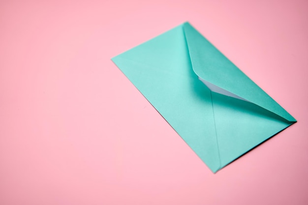 Blue love letter on a pink background