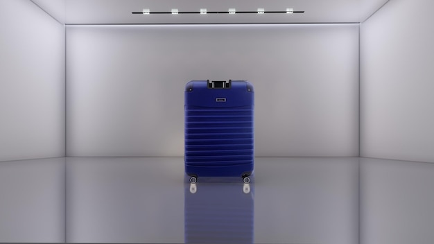 Blue luggage mockup 3d illustration