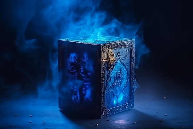 Blue magic box with smoke