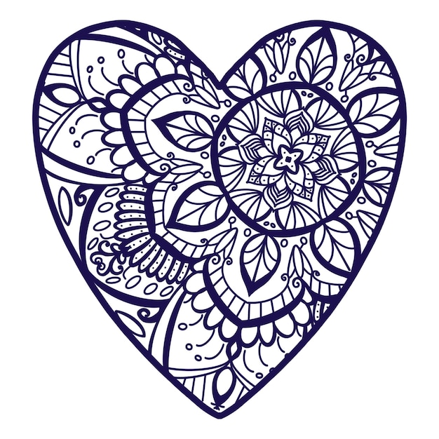 Photo blue mandala in blue heart