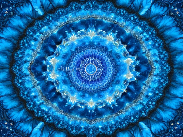 Blue Mandala Flower Center Concentric Kaleidoscope Design design pattern