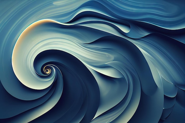 水の波と渦巻き模様の青い大理石アクリル シームレス パターン