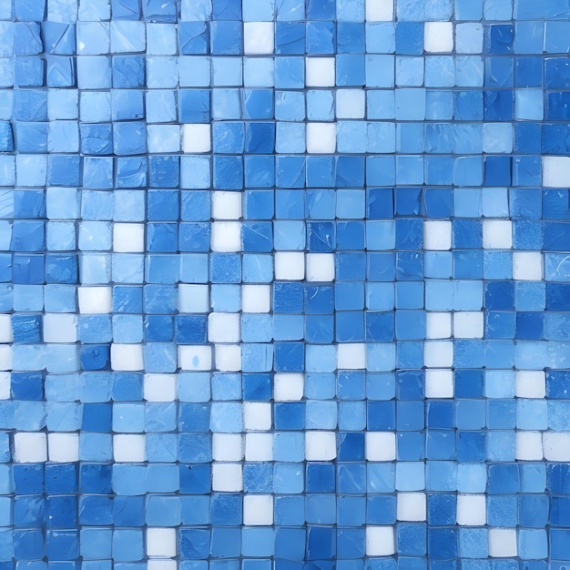 Blue marble mosaic tile texture pattern generated by Ai