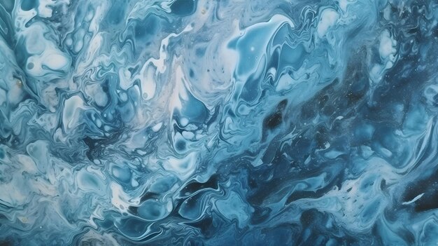 涼しい色の巻きの青い大理石のパターン