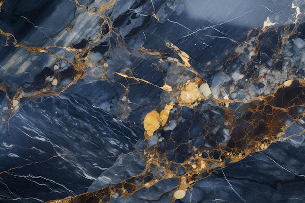 Blue marble texture background with golden and white streaks