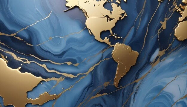 Blue Marble with golden texture background