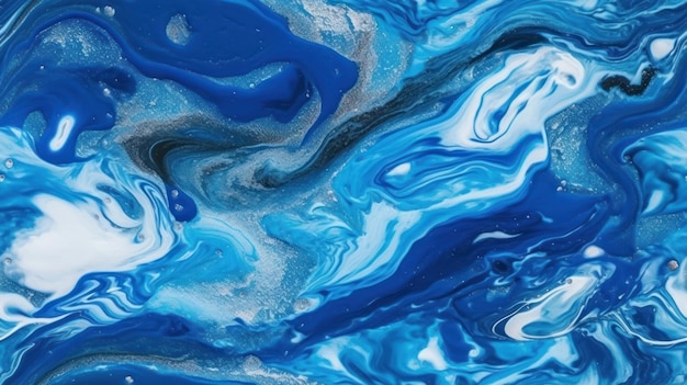 A blue marble with a white and blue swirl.