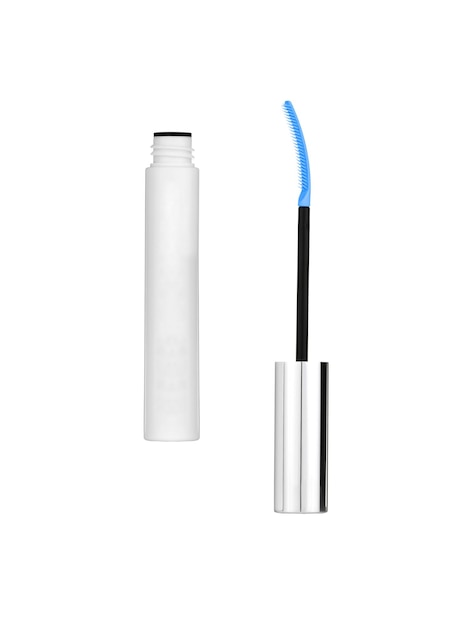 Blue mascara for eyes isolated