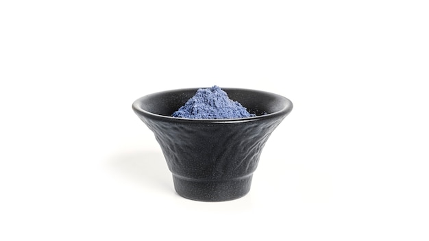 Blue matcha powdered tea isolated.