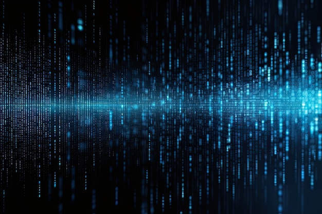 blue matrix digital background abstract cyberspace concept 3d rendering digital background with blue binary code and ai algorithms black background ai generated