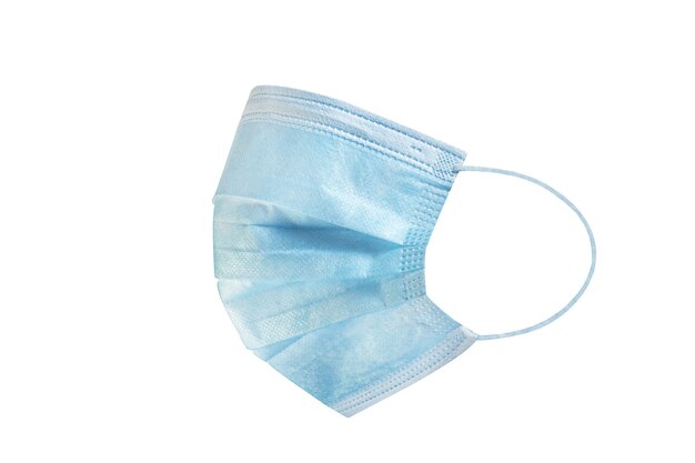 Blue medical protective mask isolated