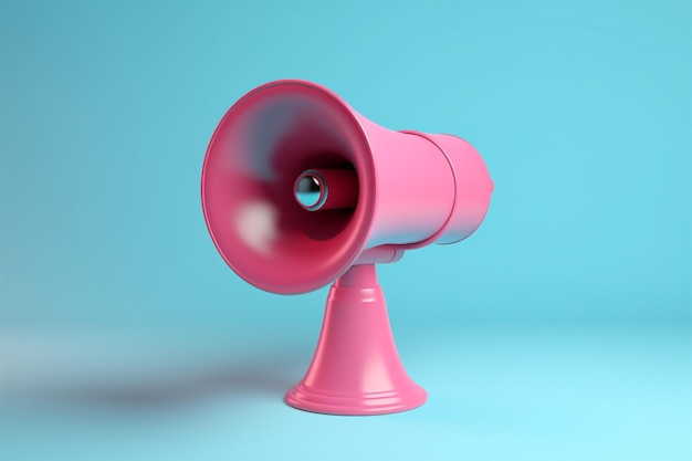 blue megaphone loudspeaker on pink background 3d