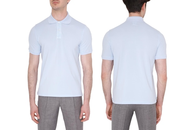 사진 파란색 남성용 티셔츠 목업 디자인 템플릿 목업