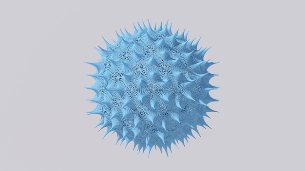 Blue mesh fractal array White background Abstract illustration 3d render