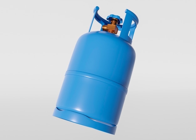 Photo blue metallic gas cylinder floating