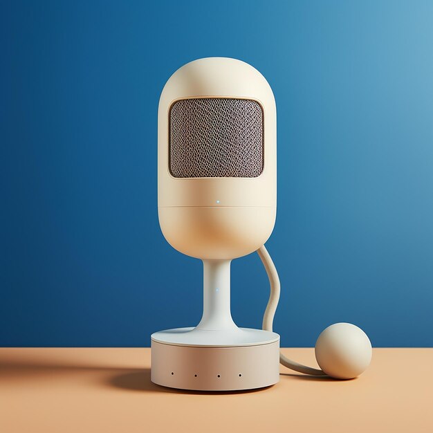 Blue microphone with white speaker audio elegance