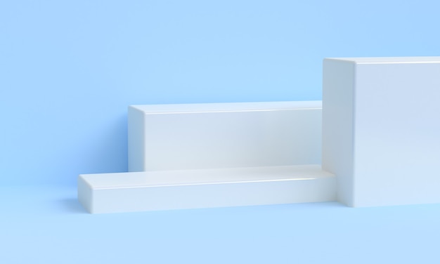 Blue  Minimal style 3D Render  Mockup Background, Blank shelf stand for showing product.