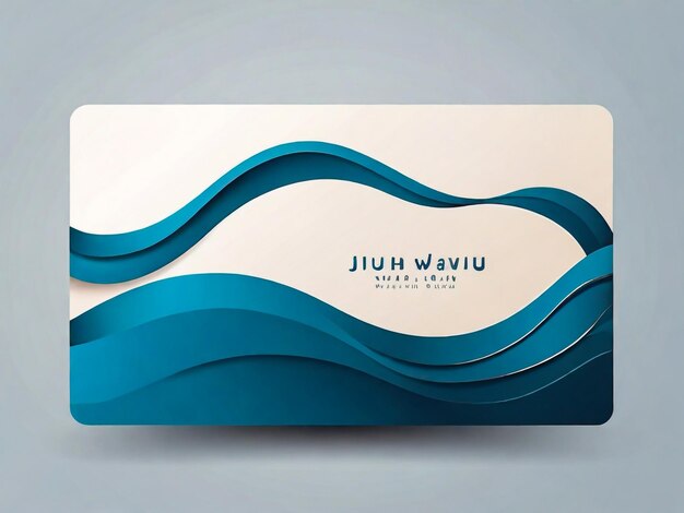 Photo blue minimal wavy business card