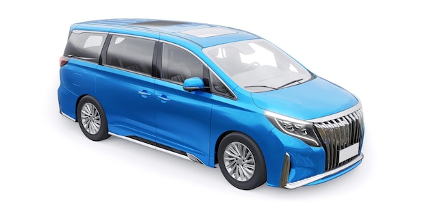 Семейный городской автомобиль Blue Minivan Premium Business Car 3D иллюстрация