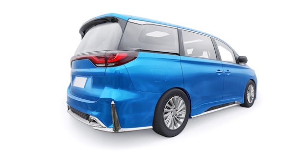 Blue Minivan family city car Premium Business Car 3D illustration