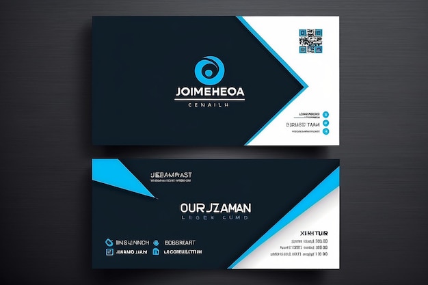 Photo blue modern creative business card and name card horizontal simple clean template vector design