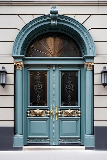 blue modern front doors in the style of neoclassical symmetry