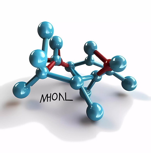 사진 파란색 분자 3d 렌더링 분자의 3d 모델 분자 모델링 기술 분자 설계 및