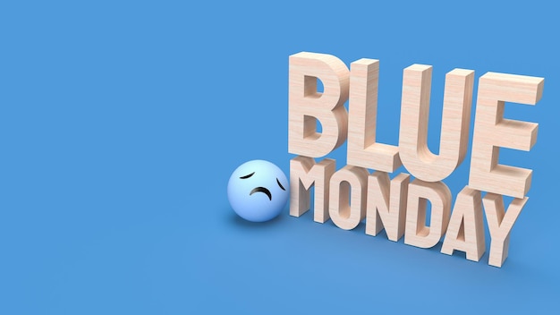 The blue Monday text for abstract background 3d rendering