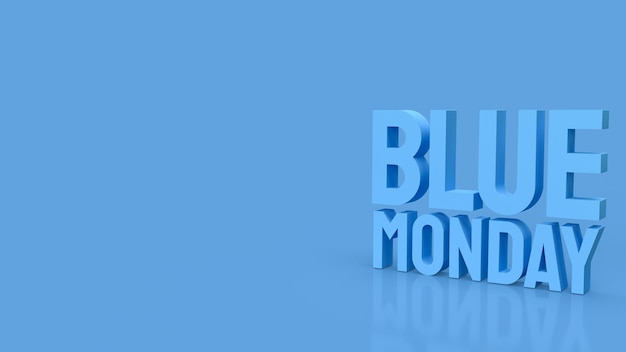 the blue monday text for abstract background 3d rendering