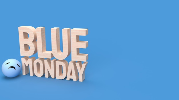 Photo the blue monday text for abstract background 3d rendering