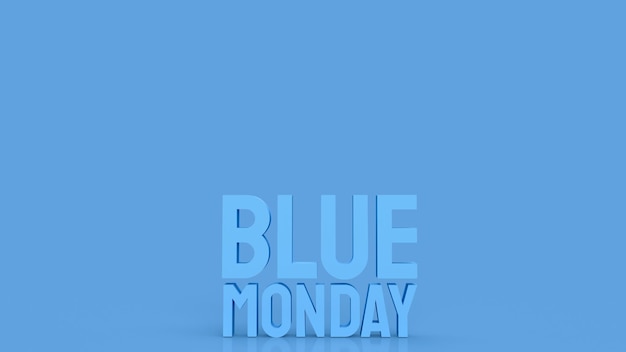 the blue monday text for abstract background 3d rendering