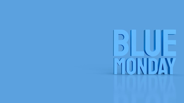 The blue Monday text for abstract background 3d rendering