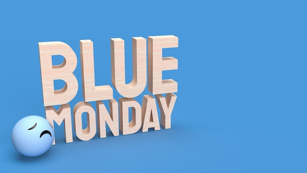 the blue monday text for abstract background 3d rendering