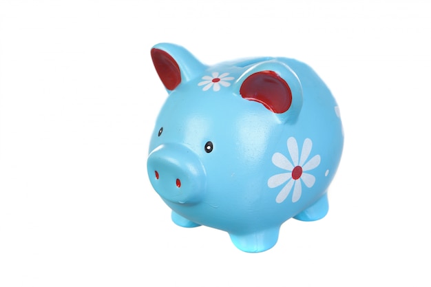 Blue moneybox for savings 