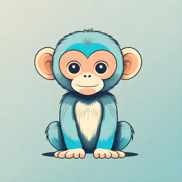 a blue monkey with a white chest and a blue shirt on the back