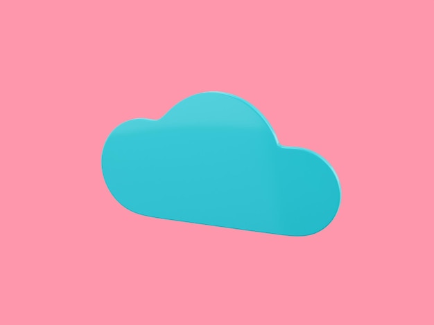 Blue mono color cloud half view on pink solid background\
minimalistic design object 3d rendering icon ui ux interface\
element